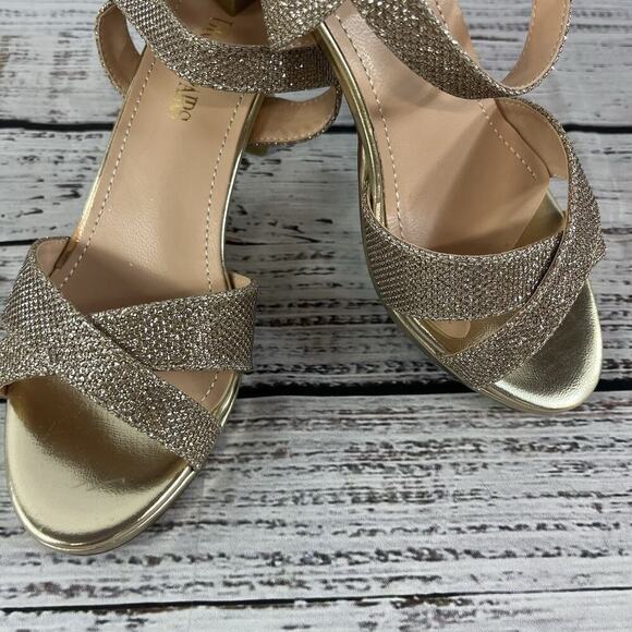 Dream Pairs Heels Pumps Shoes sz 7.5 Gold Sparkles Wedding Cocktail Evening - Picture 3 of 11